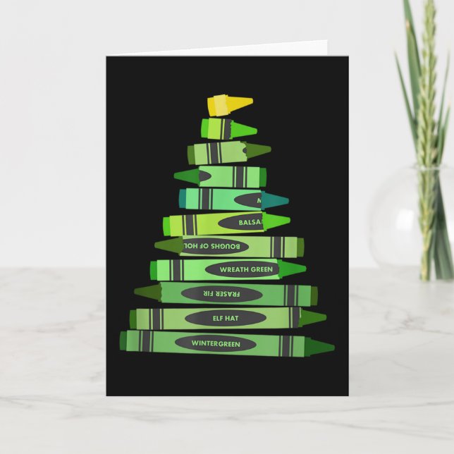 Carte Sapin de crayons de Noël pour enseignant (Devant)