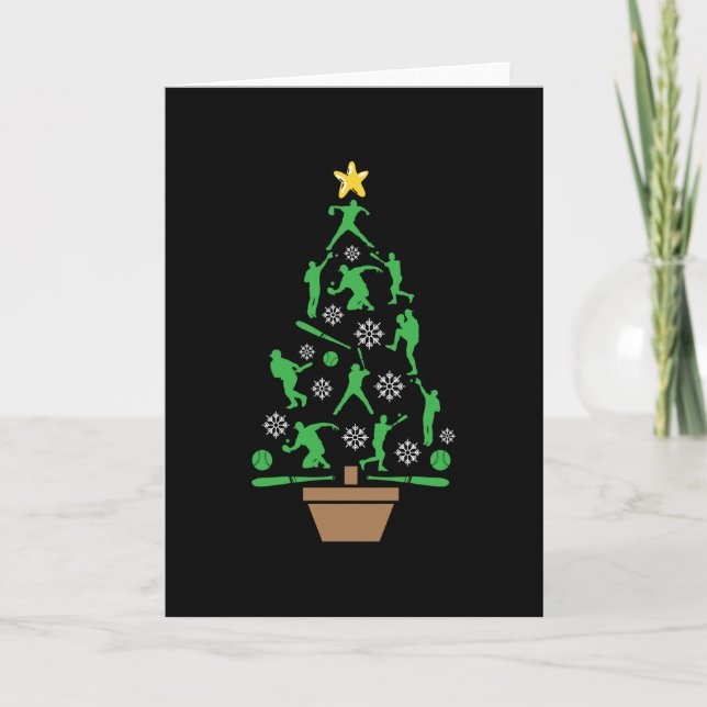 Carte Sapin de Noël Joueur de Baseball (Devant)