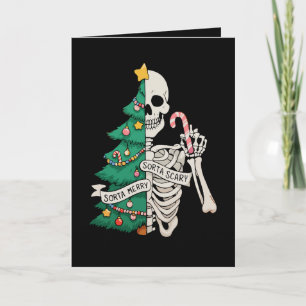 Carte Sapin de Noël plutôt joyeux plutôt effrayant squel