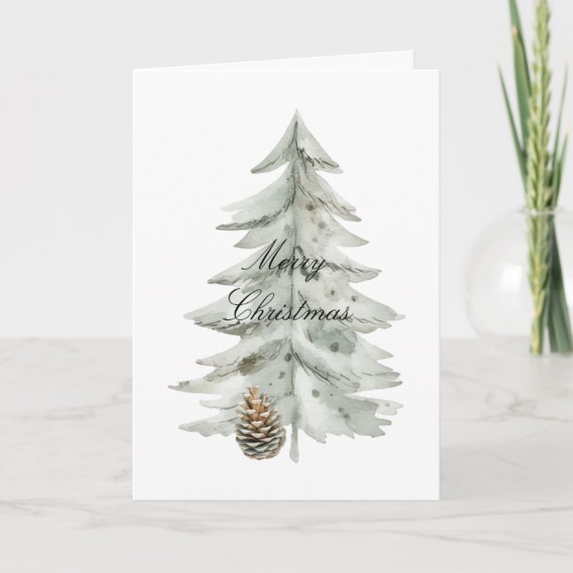 Carte Sapins de Noël verts Boho Cônes de pin (Devant)