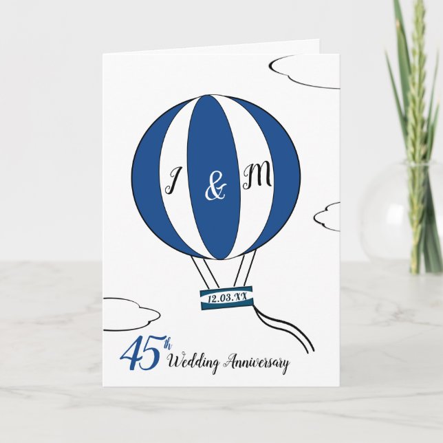 Carte Sapphire 45e anniversaire mariage montgolfière (Devant)