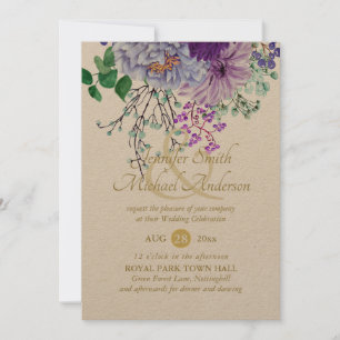 Carte Sapphire bleu floral Mariage