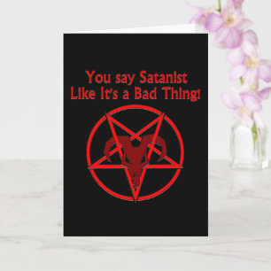Carte Satanist Bad Thing Dark Humour Chèvre Pentacle