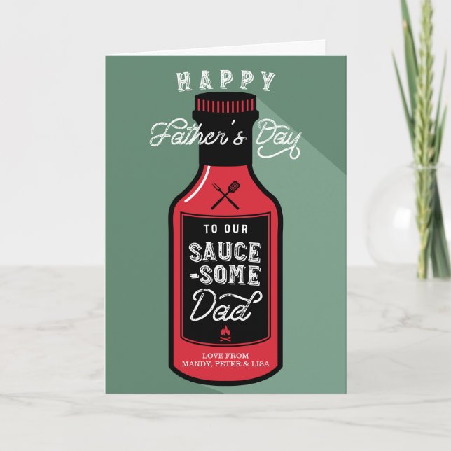 Carte Sauce-papa ! Bonne Fête des pères BBQ bouteille (Devant)