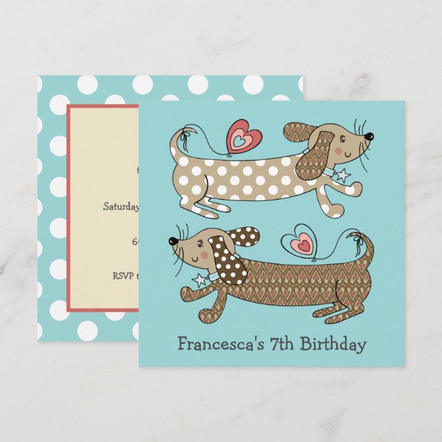 Carte Saucisse personnalisée Chien Dachshund Anniversair (Devant / Derrière)