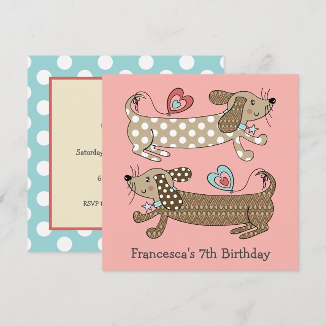 Carte Saucisse personnalisée Chien Dachshund Anniversair (Devant / Derrière)