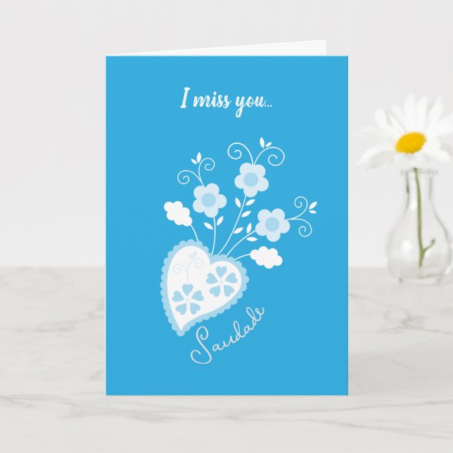 Carte Saudade signifie je t'aime, cœur portugais (Petite plante)