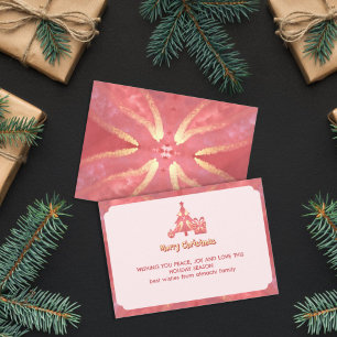 Carte saumon hiver Noël voeu soleil mandala