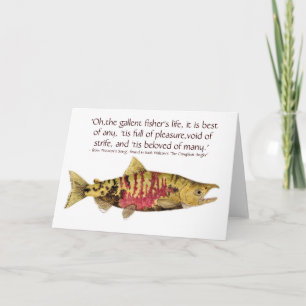 Carte saumonée de copain avec la citation de pêche