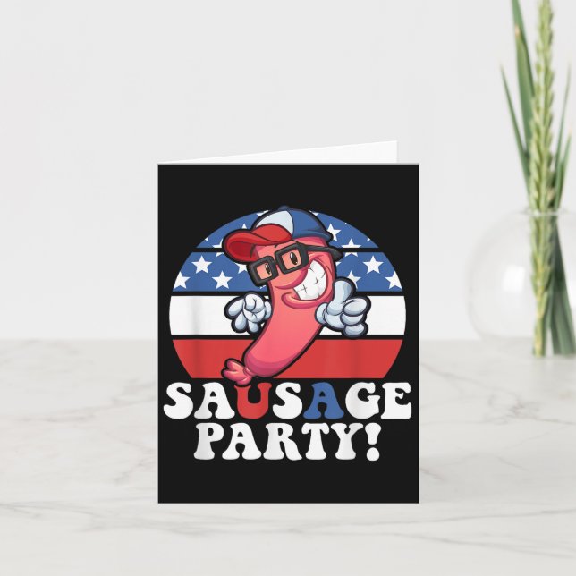 Carte Sausage Party American Flag Usa Bbq Funny 4th Of J (Devant)
