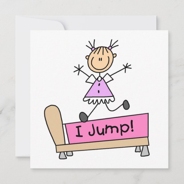 Carte Saut sur le lit Stick Figure Girl (Devant)