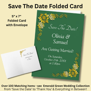Carte Sauvegarder la date - Émeraude vert et or