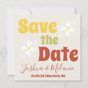 Carte Sauvez la date Daisy Groovy Floral