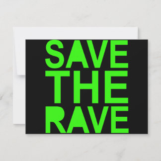 Carte Sauvez la rave verte NU RAVE raver 80s scène