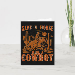 Carte Sauvez Une Balade À Cheval Un Cowboy Drôle Rodeo H