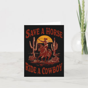 Carte Sauvez Une Balade À Cheval Un Cowboy Drôle Rodeo H