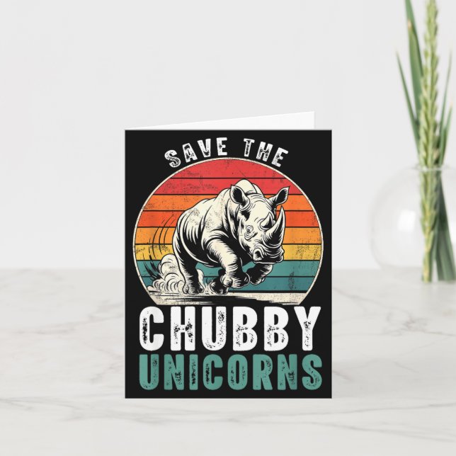 Carte Save The Chubby Unicorns Funny Retro Rhino Animal  (Devant)