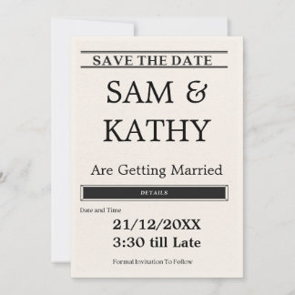 Carte "Save the Date" de journal - Vintage et Uniq