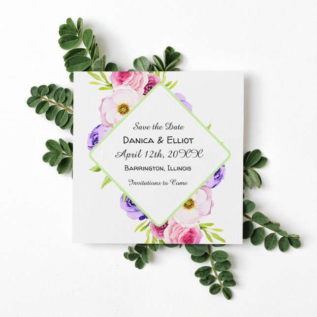 Carte Save the date | Elégant Mariage floral aquarelle (Créateur téléchargé)