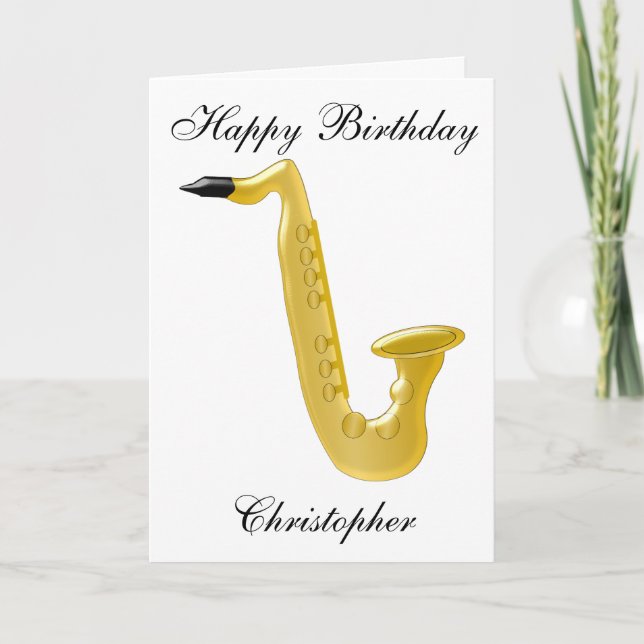 Carte Saxophone Ajouter Un Nom Anniversaire (Devant)