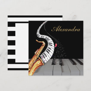 Carte Saxophone Luxe Piano Musique personnalisée