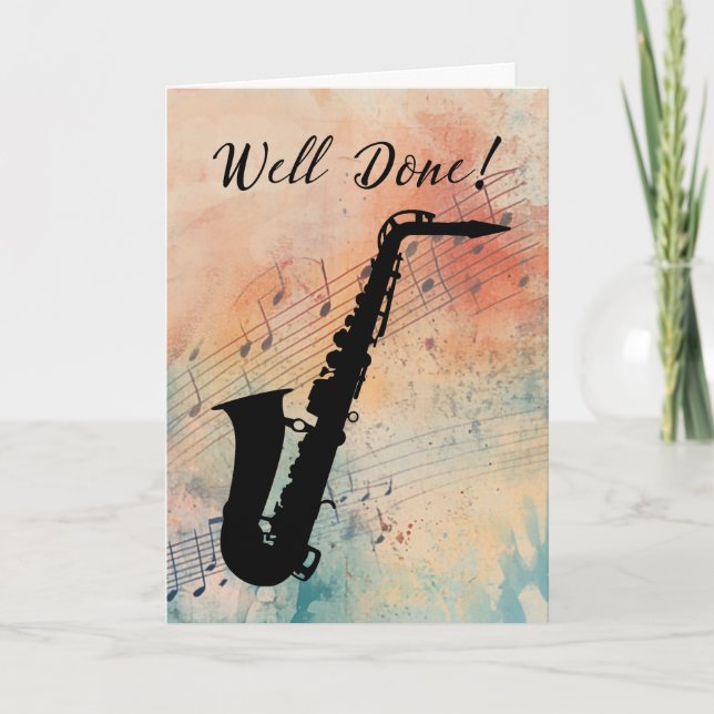 Carte Saxophone Music Performance Félicitations (Devant)