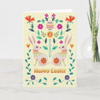 Carte Scandinavian Folk Easter Bunnies 