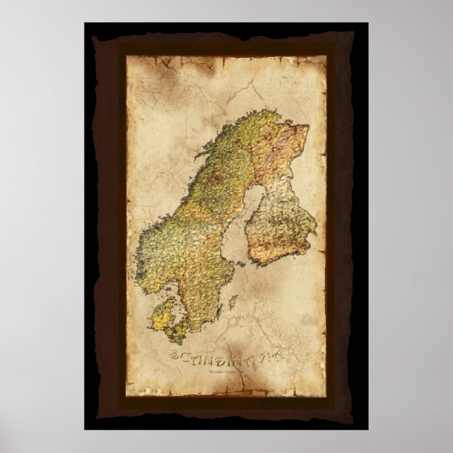 CARTE SCANDINAVIE Poster d'art III (Devant)