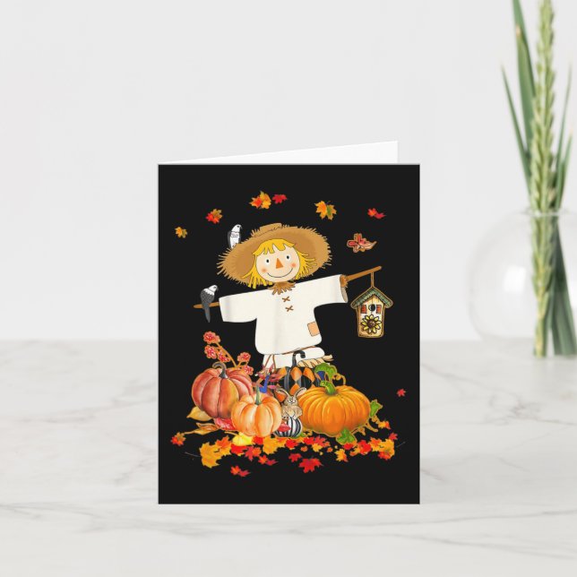Carte Scarecrow Automne Bonjour Automne Citrouille Thank (Devant)