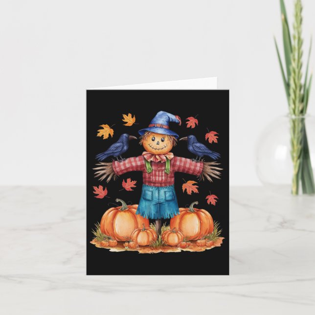 Carte Scarecrow Automne Bonjour Automne Citrouille Thank (Devant)
