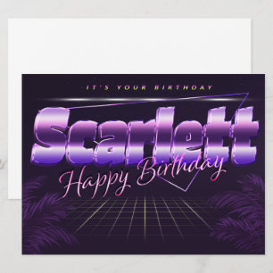 Carte Scarlett Nom Prénom lila retro Anniversaire de la 