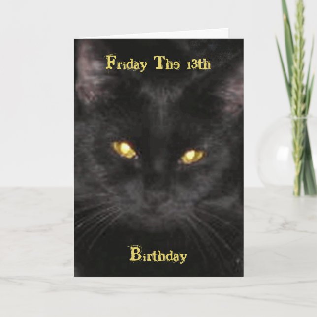 Carte Scary Black Cat Anniversaire vendredi la 13ème car (Devant)