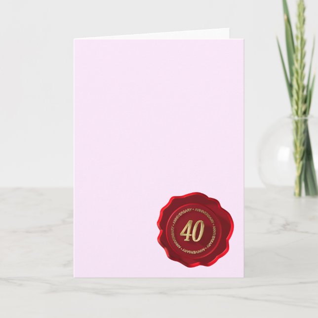 Carte sceau de cire rouge 40e anniversaire (Devant)