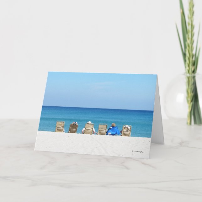 Carte Scène artistique de plage, détente de famille, (Devant)