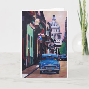 Carte Scène cubaine de rue d'Oldtimer à La Havane Cuba