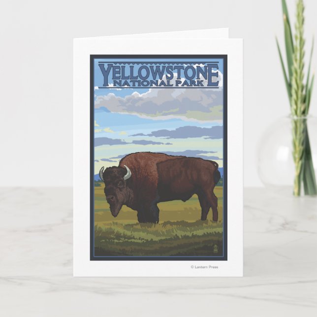 Carte Scène de bison - parc national de Yellowstone (Devant)