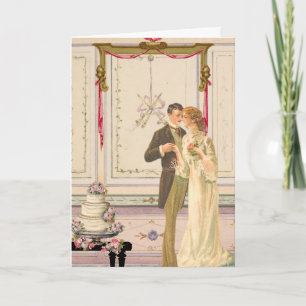 Carte Scène de célébration de mariage victorien vintage