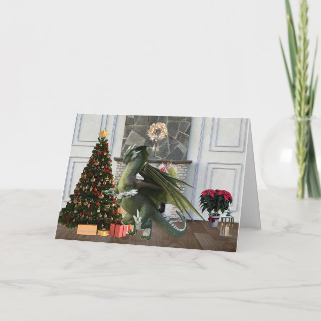 Carte Scène de cheminée de Noël Dragon Tree (Devant)