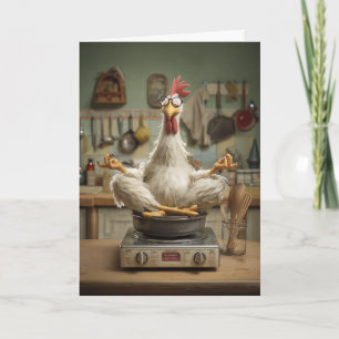 Carte Scène de cuisine de poulet Zen amusante