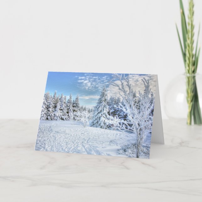 Carte Scène de forêt de neige d'hiver magnifique  (Devant)