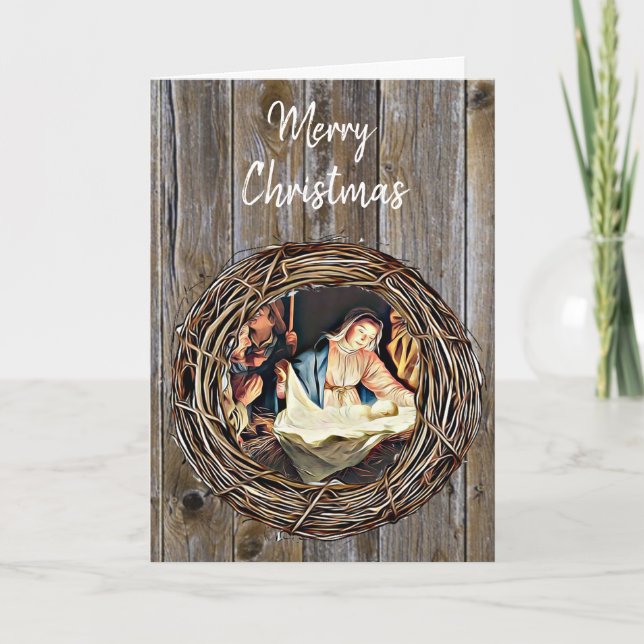 Carte Scène de la Nativité Bébé Jésus Vierge Marie Noël (Devant)