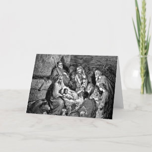 Carte Scène de la Nativité de Noël illustrée