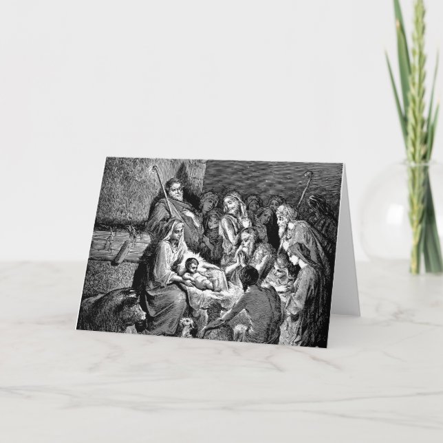 Carte Scène de la Nativité de Noël illustrée (Devant)