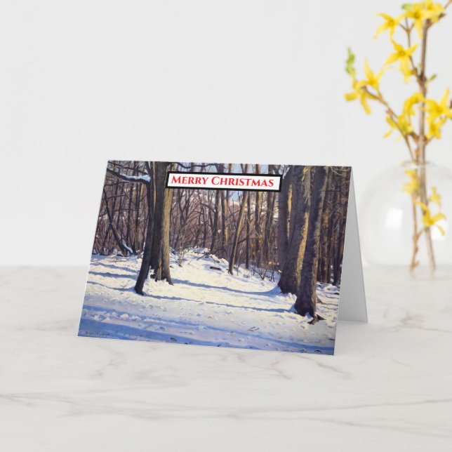 Carte Scène de neige de l'heure d'or Noël (Fleur jaune)