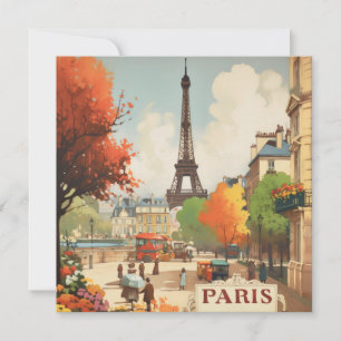Carte Scène de rue vintage Paris Tour Eiffel
