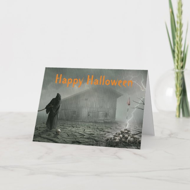 Carte Scène d'Halloween de la Faucheuse Effrayante (Devant)