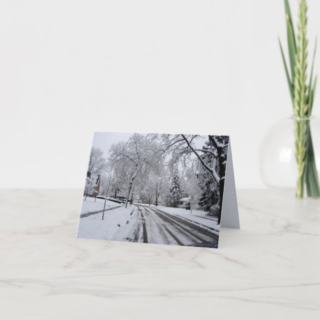 Carte Scène hivernale des pins de Snowy Street (Devant)