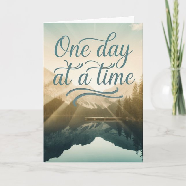 Carte Scenic Mountain Lake "One Day at a Time" card (Devant)