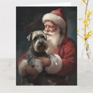 Carte Schnauzer avec Noël Festif du Père Noël