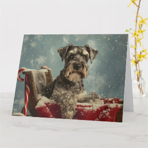 Carte Schnauzer Chien Festif de Noël